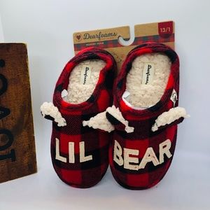 Dearfoams Kids Memory Foams Plaid Slippers -13/1